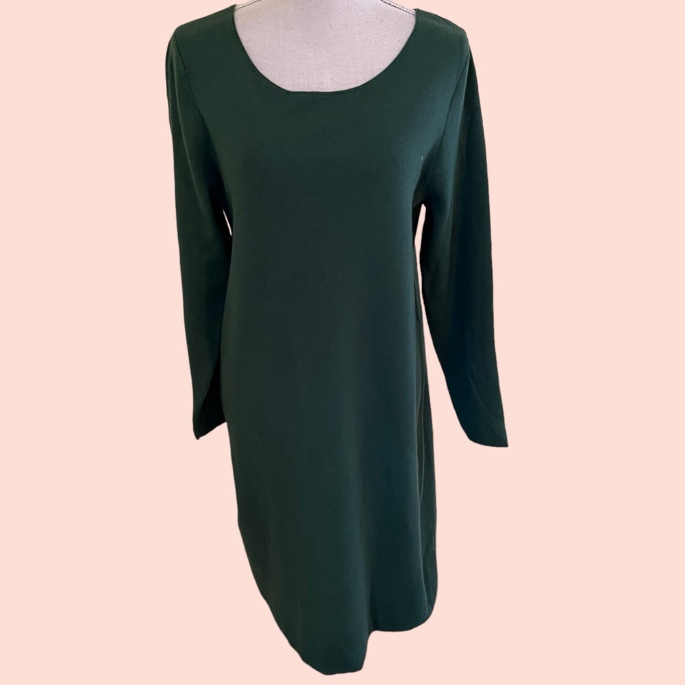 J. Jill Dark Green Scoop Neck Knit Sweatshirt Dress L